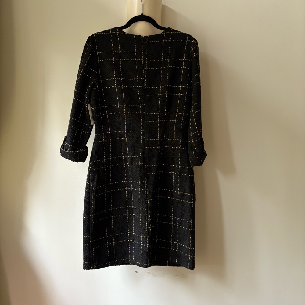 NWT Alexia Admor Windowpane 3/4 Sleeve Tweed Shift Dress - 10 - Picture 5 of 11